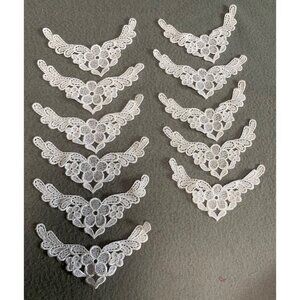 11 Pieces White Floral Embroidered Lace Applique Trim 5" x 1.5" DIY Sewing Craft